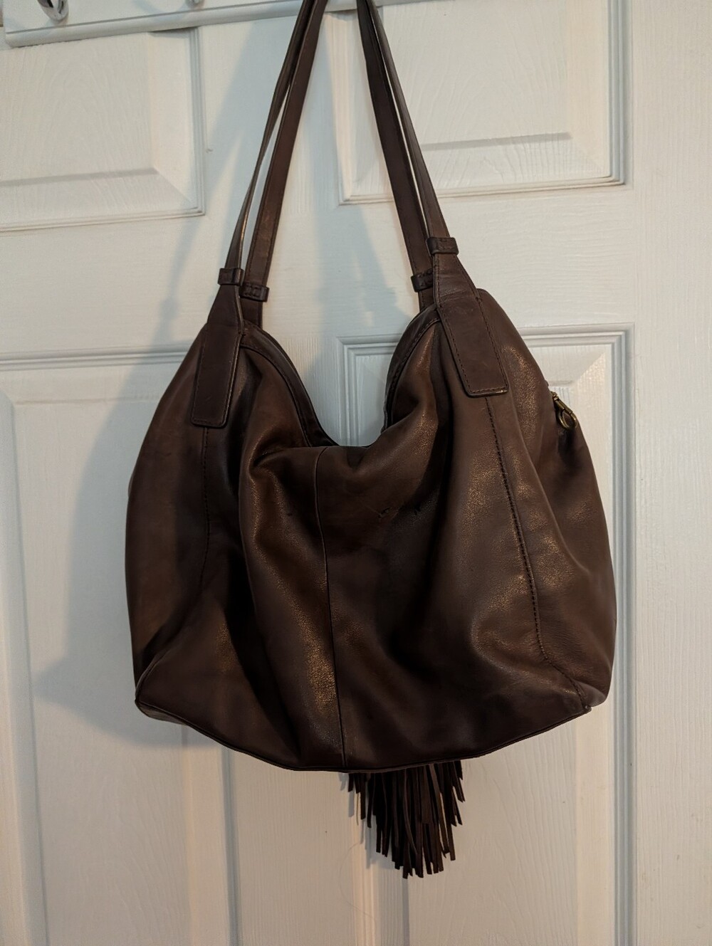 Frye Brown Leather Fringe Shoulder Bag